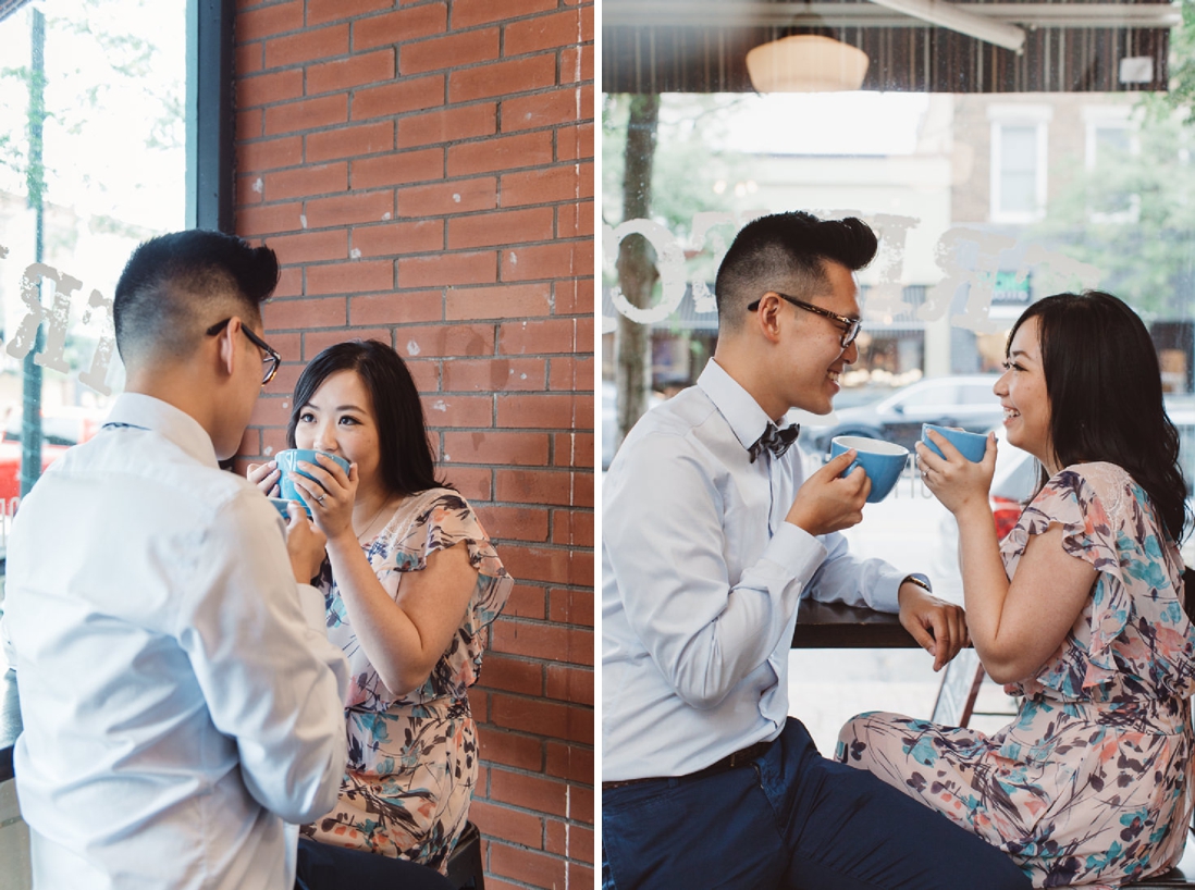 Coffee shop Engagement Oakville | EightyFifth Street Photography