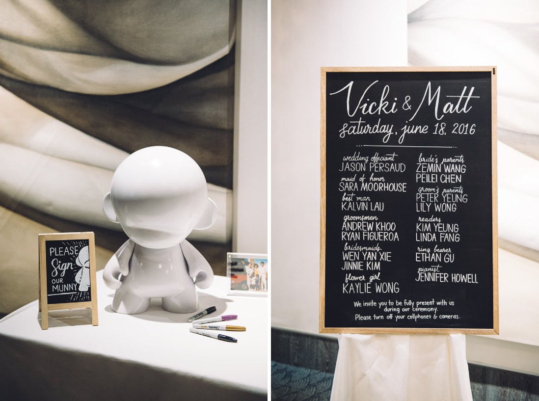 Wedding Chalkboard & Munny Guestbook | Arcadian Loft Wedding, Toronto | EIGHTYFIFTH STREET PHOTOGRAPHY