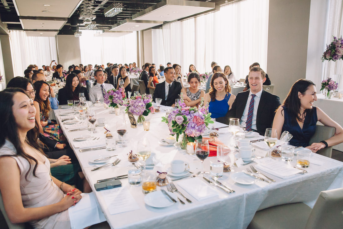 Wedding guests laughing | Arcadian Loft Wedding, Toronto | EIGHTYFIFTH STREET PHOTOGRAPHY