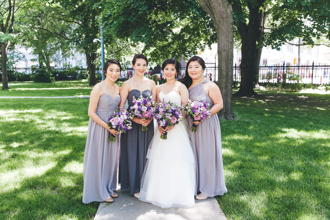 Bride & Bridesmaids in purple dresses | Osgoode Hall wedding, Toronto | EIGHTYFIFTH STREET PHOTOGRAPHY