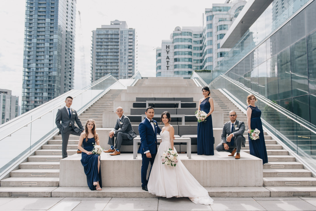 wedding party on the terrace at malaparte wedding bell tiff lightbox toronto