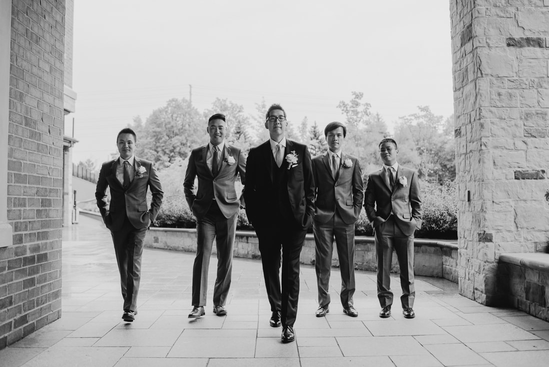 groom and groomsmen black and white eightyfifth street photography